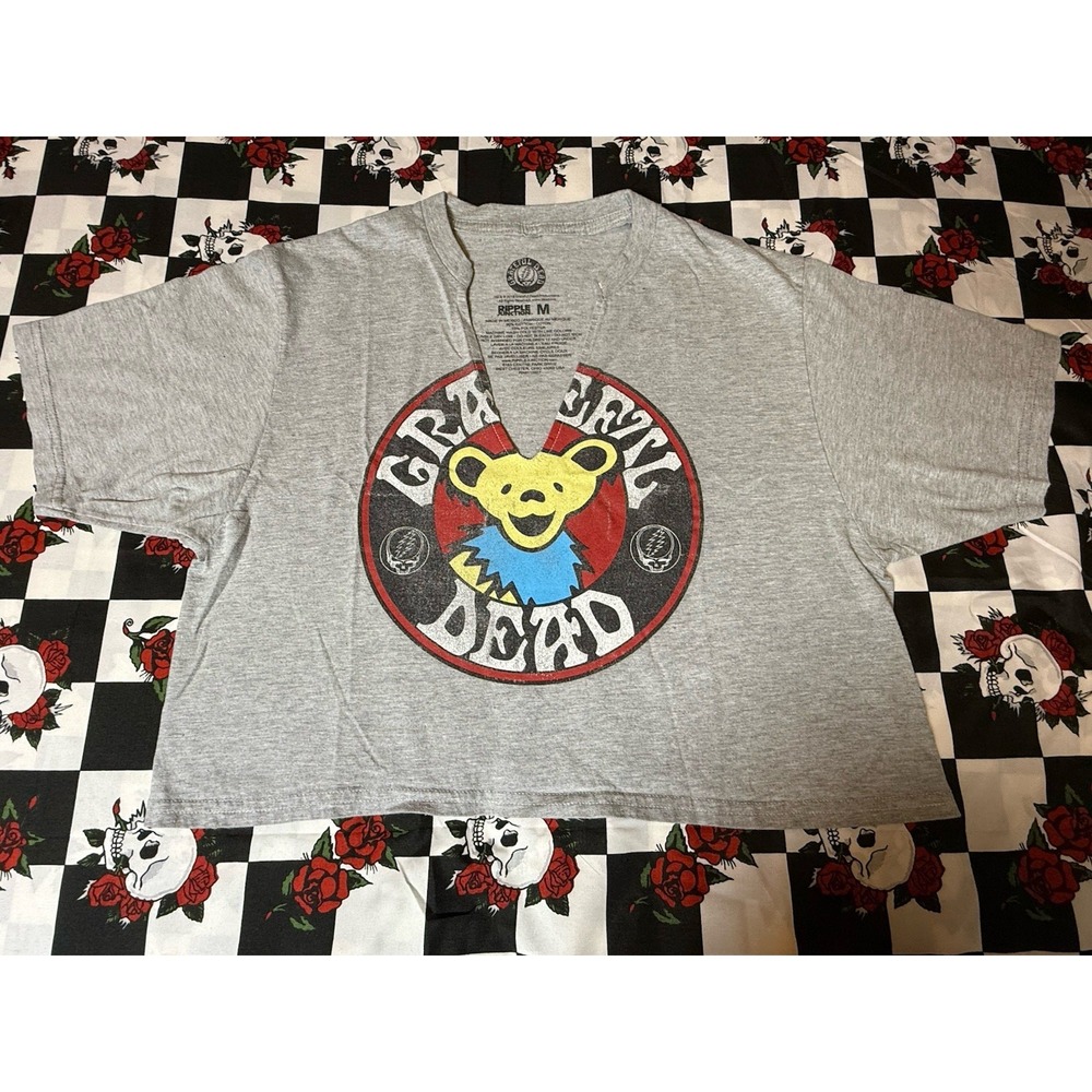 Grateful Dead Bear Face‎ Graphic T-Shirt Women's Medium Gray Ripple Junction